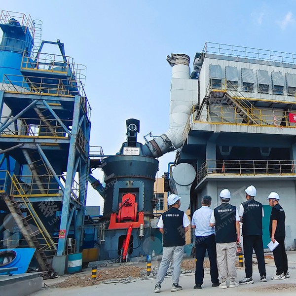 Technical diagram of a vertical roller mill for mineral grinding